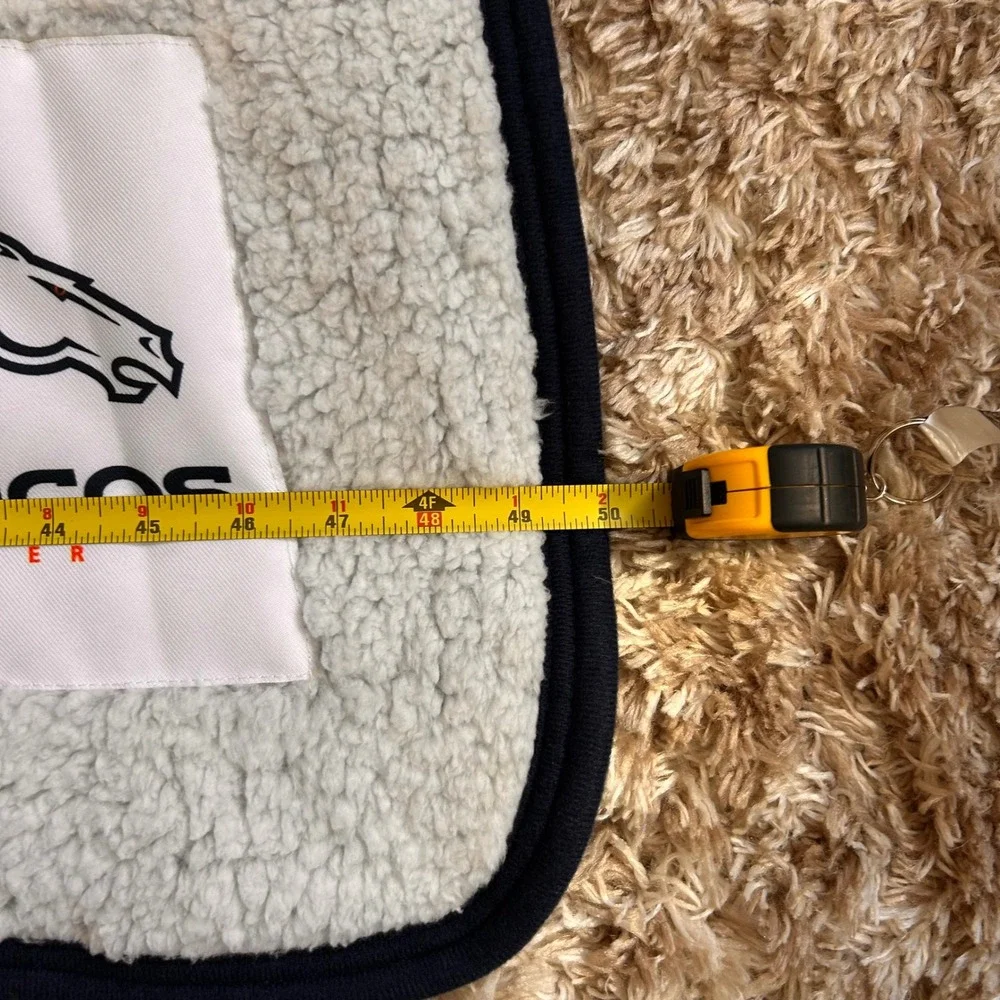 Denver Broncos NFL Sherpa Fleece Throw Blanket White Navy Blue 60x48